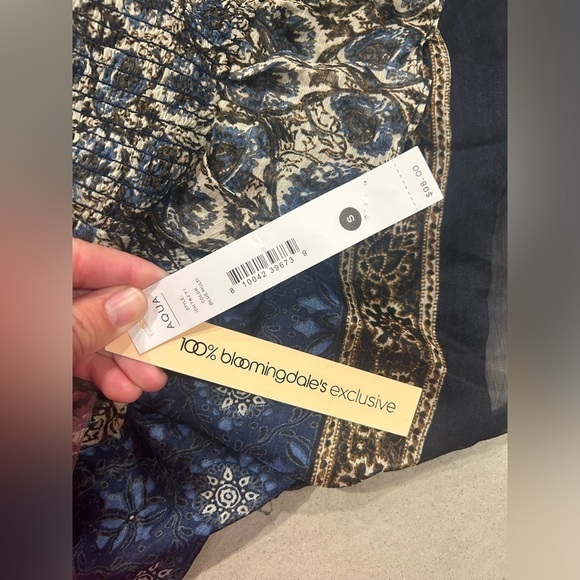 Aqua Bloomingdale’s Dress Ruffle Floral Pattern Small - Picture 8 of 14